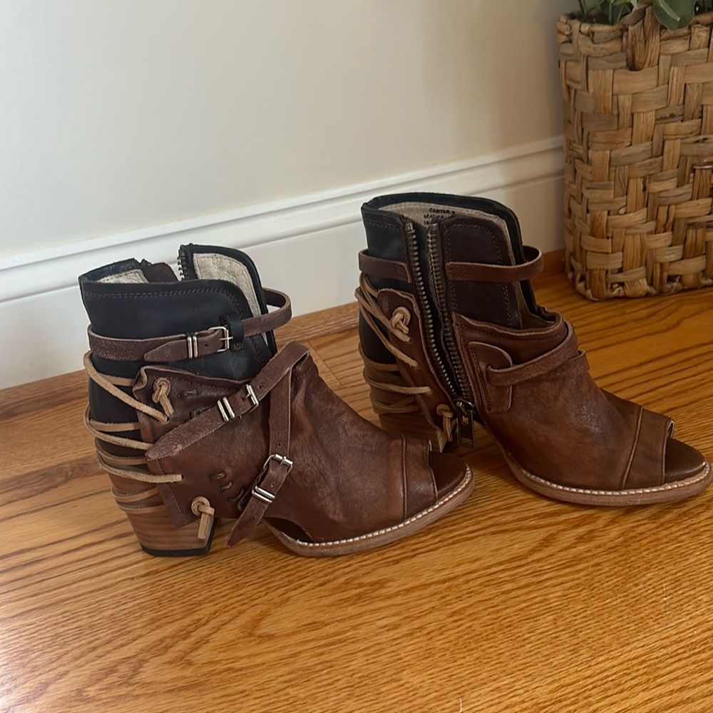 FreeBird peeptoe leather booties